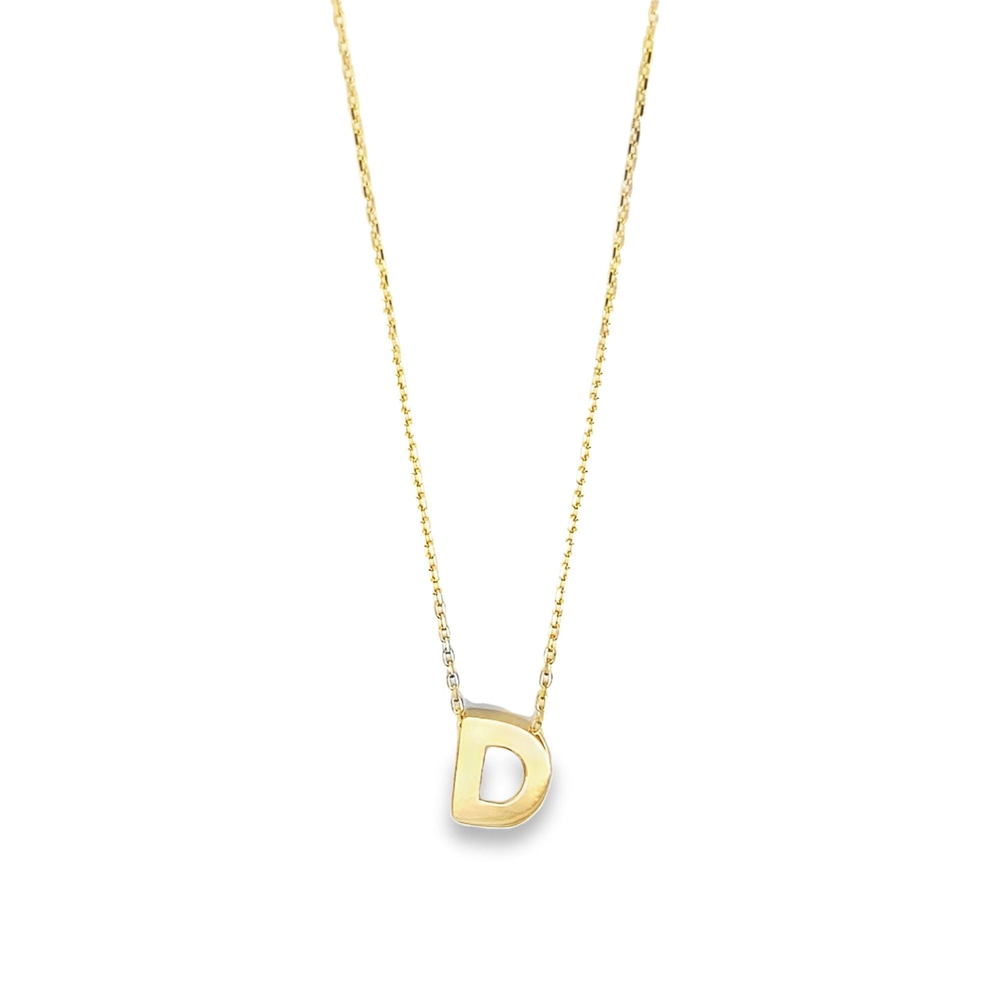 14K Yellow Gold Letter "D" Necklace 18In