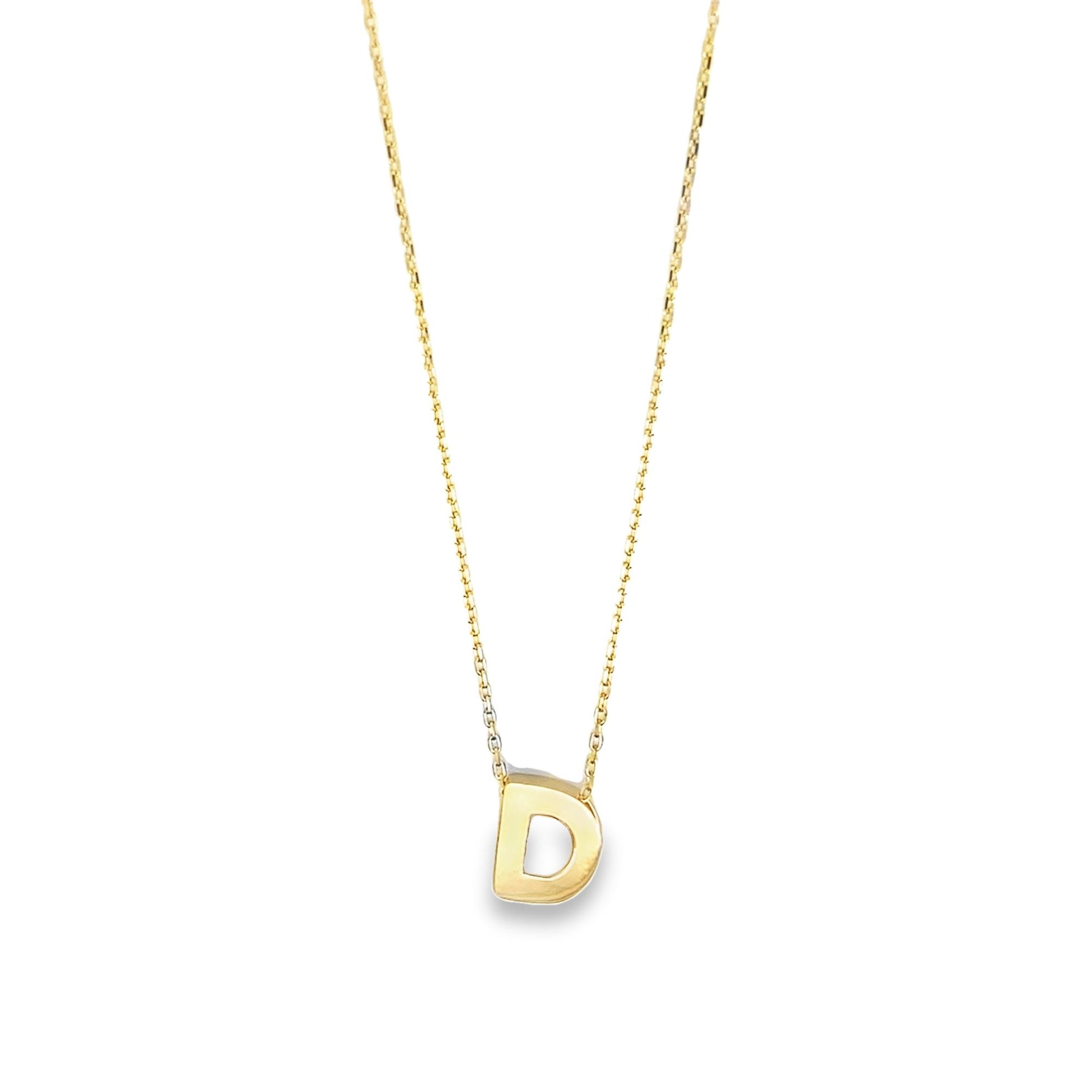 14K Yellow Gold Letter "D" Necklace 18In