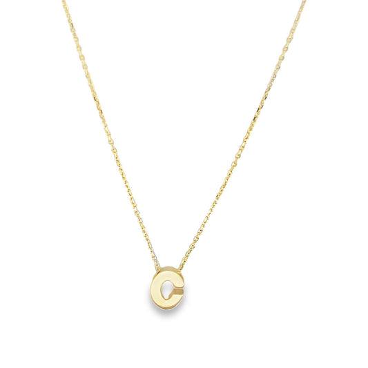 14K Yellow Gold Letter "C" Necklace 18In