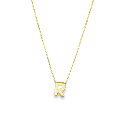 14K Yellow Gold Letter "R" Necklace 18In