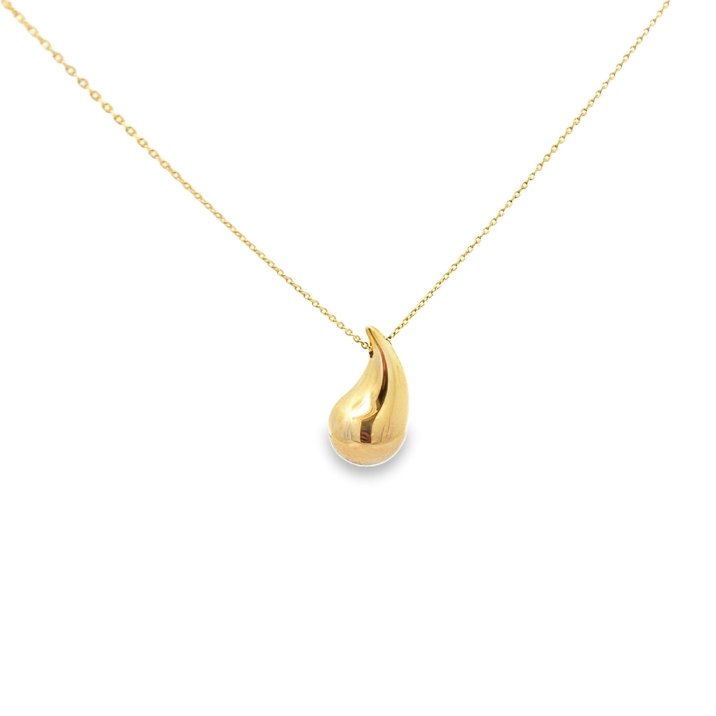 14K Yellow Gold Teardrop Style Pendant Necklace 18In 1.6Dwt
