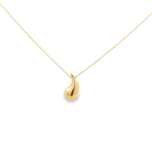 14K Yellow Gold Teardrop Style Pendant Necklace 18In 1.6Dwt