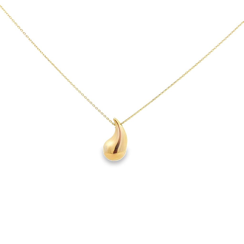 14K Yellow Gold Teardrop Style Pendant Necklace 18In 1.6Dwt