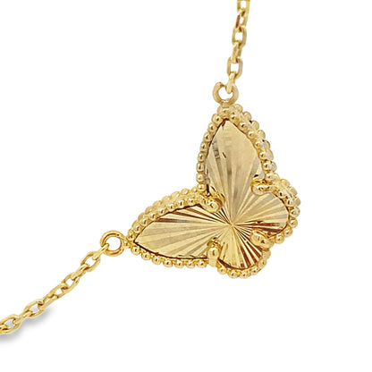 14K Yellow Gold Butterfly Station Necklace 19In 5.9Dwt