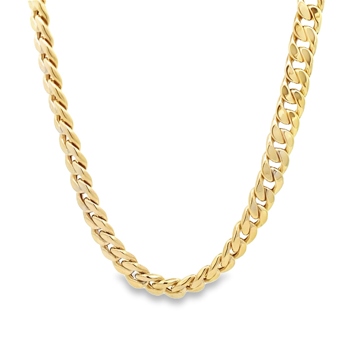 10K Yellow Gold Ladies Fancy Hollow Cuban Link Necklace 8Mm 17In 15.2Dwt