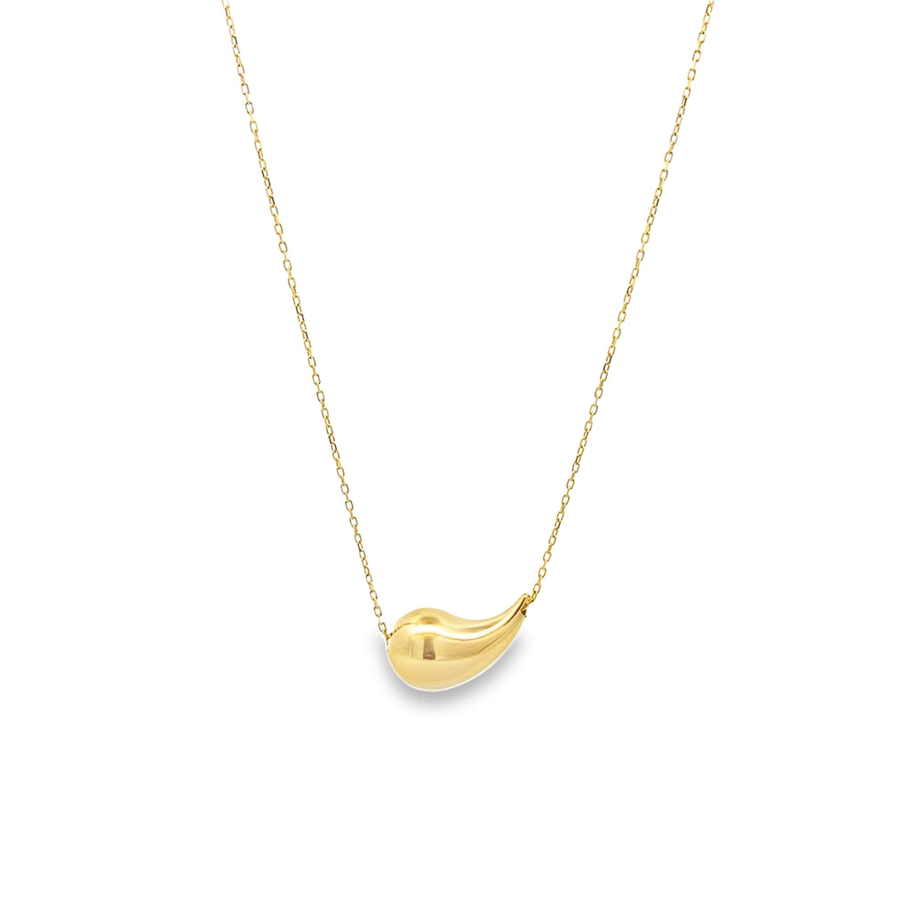 14K Yellow Gold Sideways Medium Teardrop Necklace 18In 2.2Dwt
