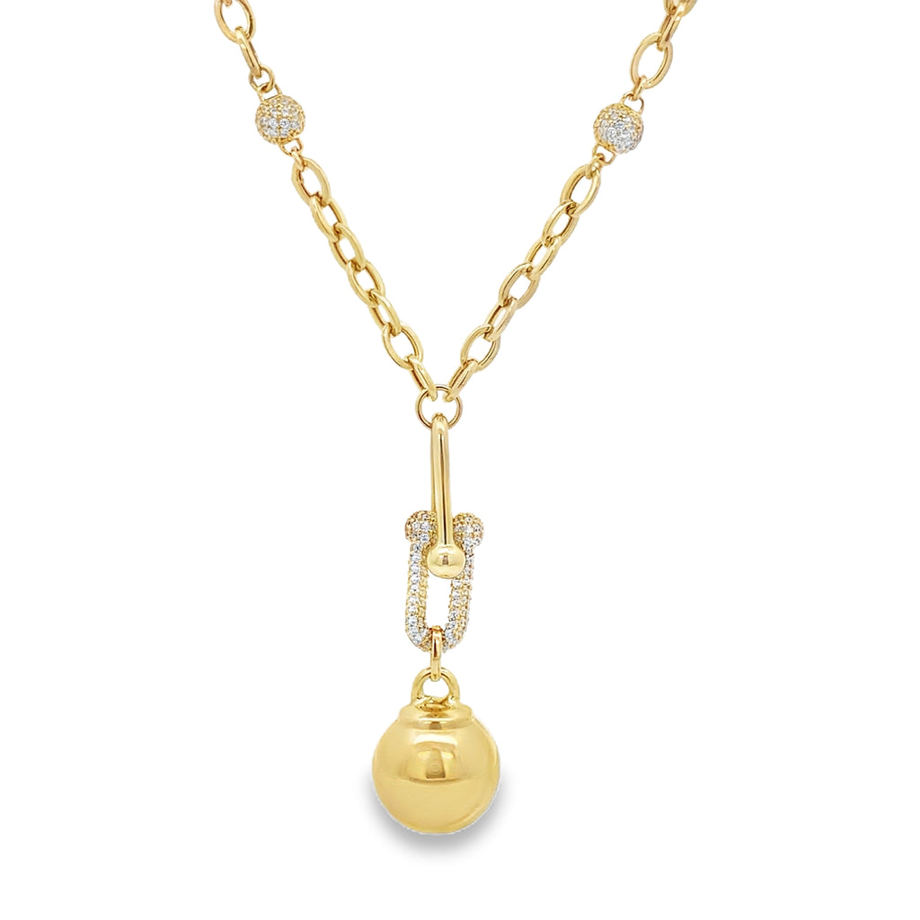 14K Yellow Gold Stirrup Fancy Link Necklace 16In 9.1Dwt