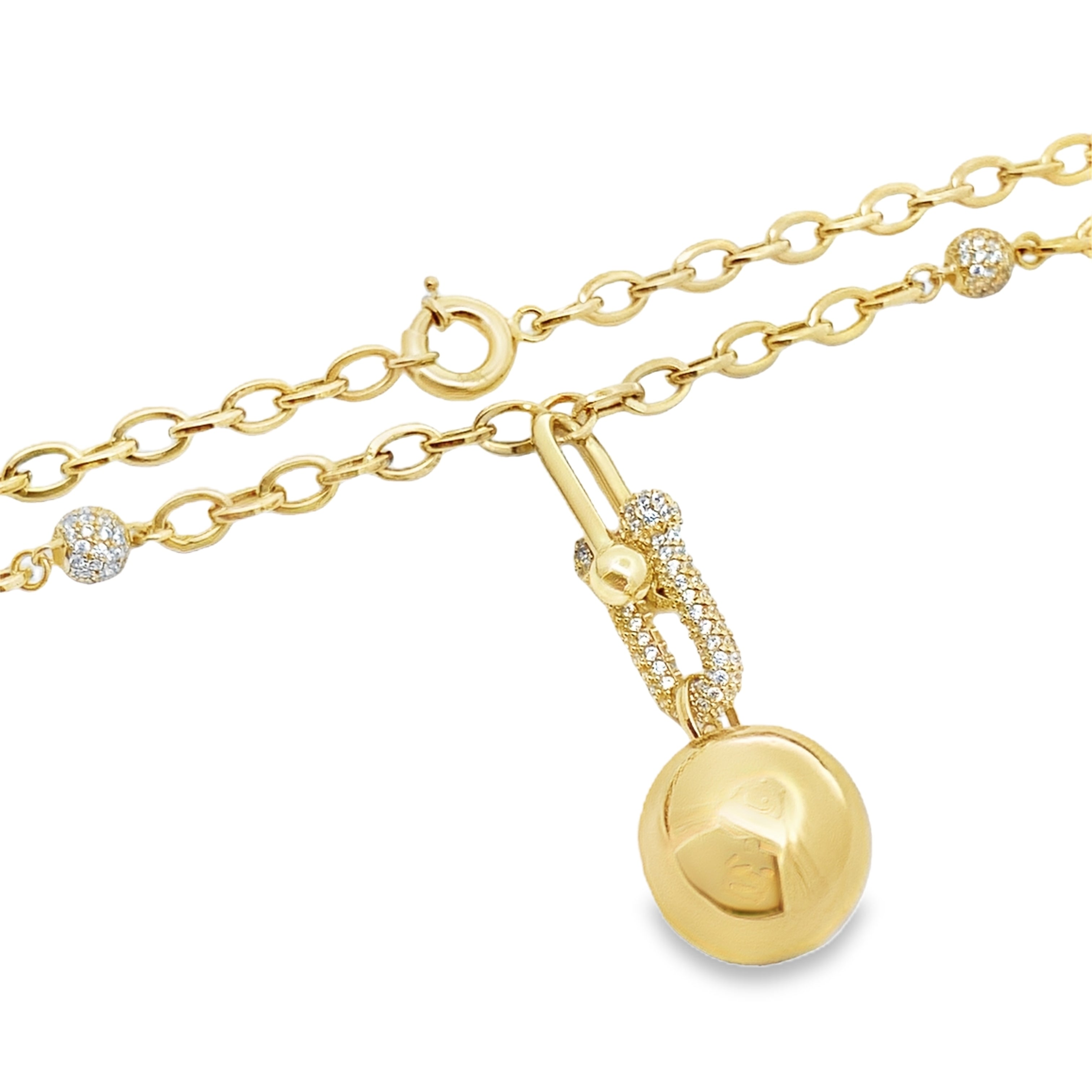 14K Yellow Gold Stirrup Fancy Link Necklace 16In 9.1Dwt