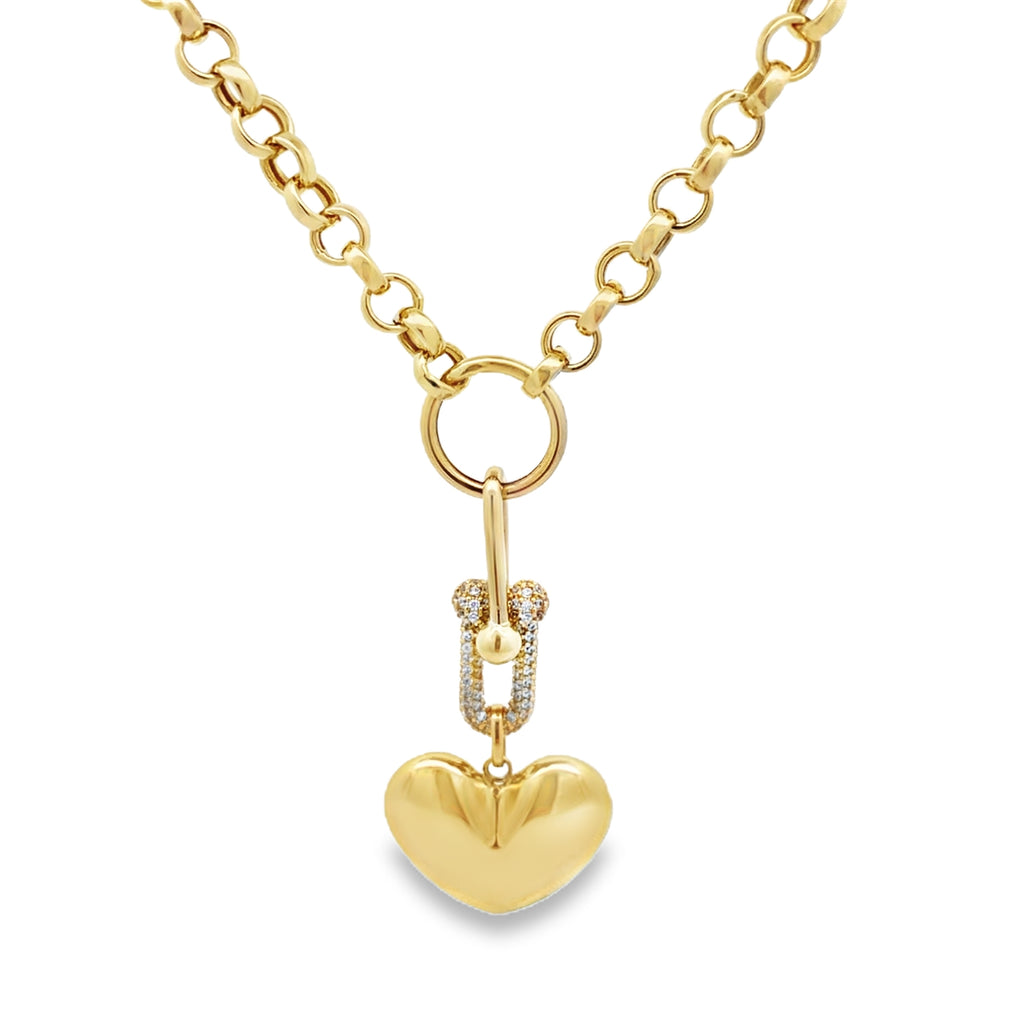 14K Yellow Gold Stirrup Rolo Link Necklace 17In 14Dwt