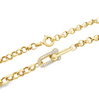 14K Yellow Gold Stirrup Rolo Link Necklace 17In 14Dwt