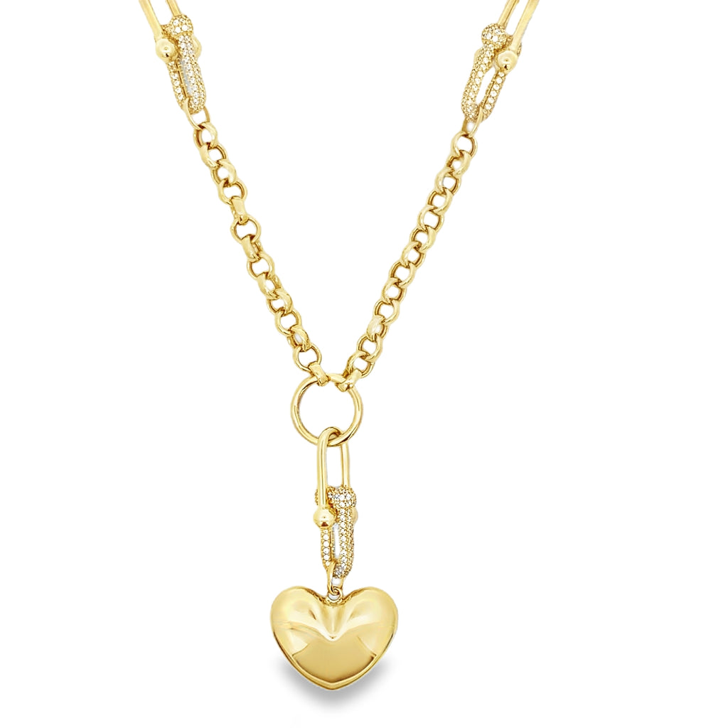 14K Yellow Gold Stirrup Rolo Link Necklace 17In 14Dwt