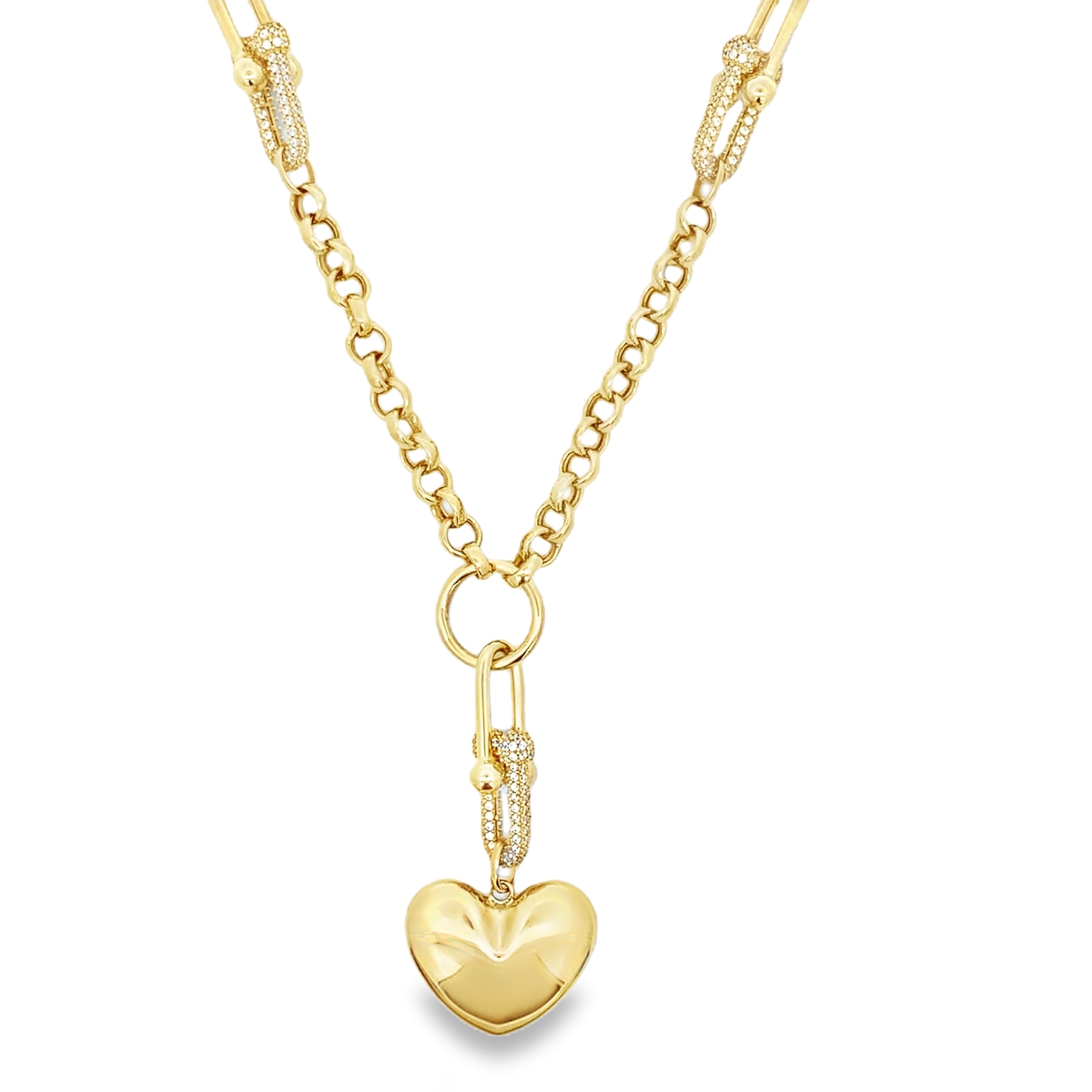 14K Yellow Gold Stirrup Rolo Link Necklace 17In 14Dwt