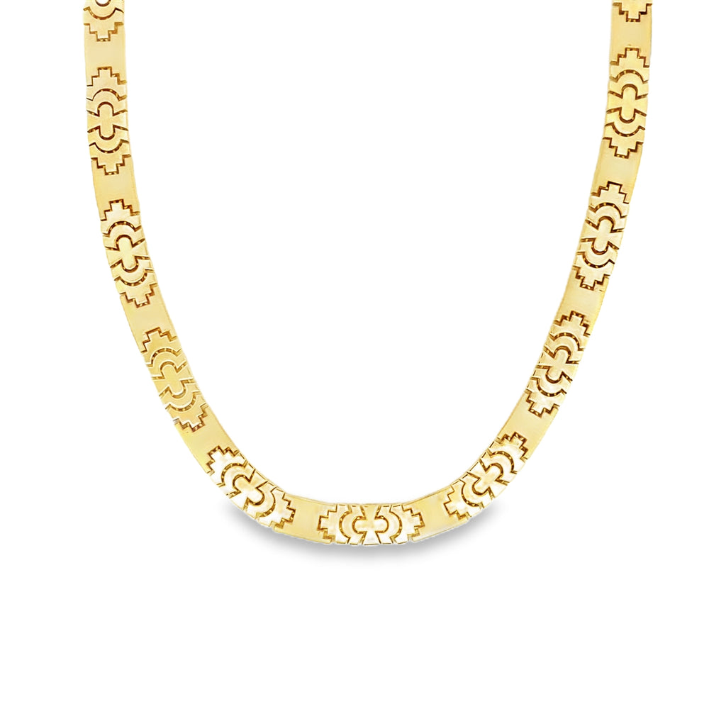 14K Yellow Gold Fancy Link Necklace 18In 23.9Dwt