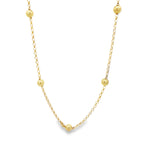 10K Yellow Gold Bead Station Link Necklace 17In 2.9Dwt