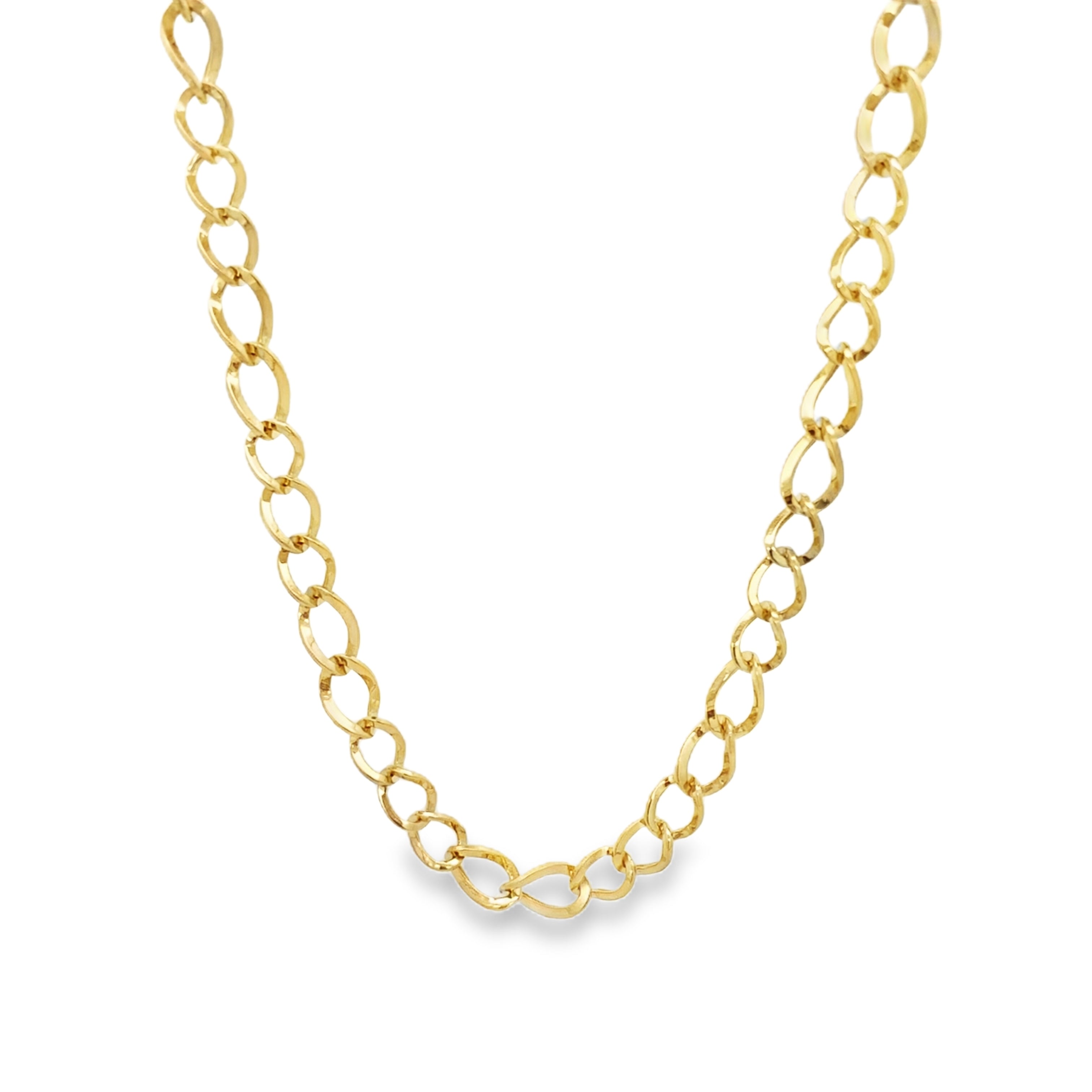 10K Yellow Gold Free Form Link Necklace 18In 3.5Dwt
