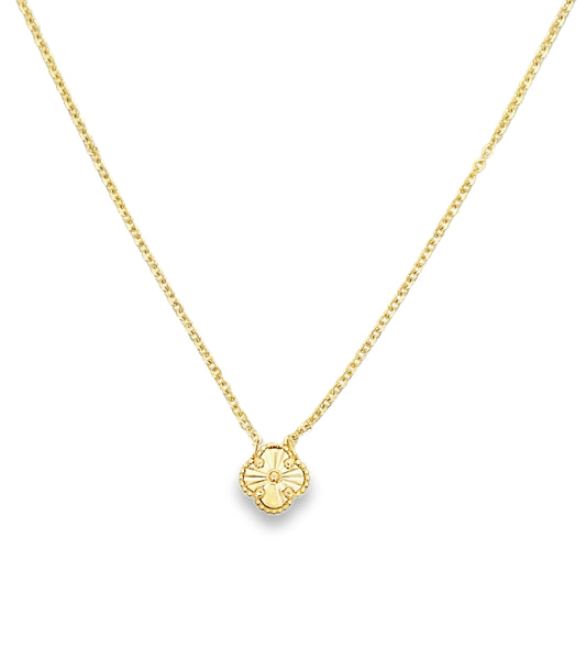 14K Yellow Gold Ladies Sunburst One Flower Necklace 17In 2.7Dwt