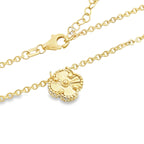 14K Yellow Gold Ladies Sunburst One Flower Necklace 17In 2.7Dwt