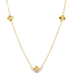 14K Yellow Gold Ladies Sunburst Five Flowers Necklace 17In 4.1Dwt