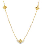 14K Yellow Gold Ladies Sunburst Five Flowers Necklace 17In 4.1Dwt