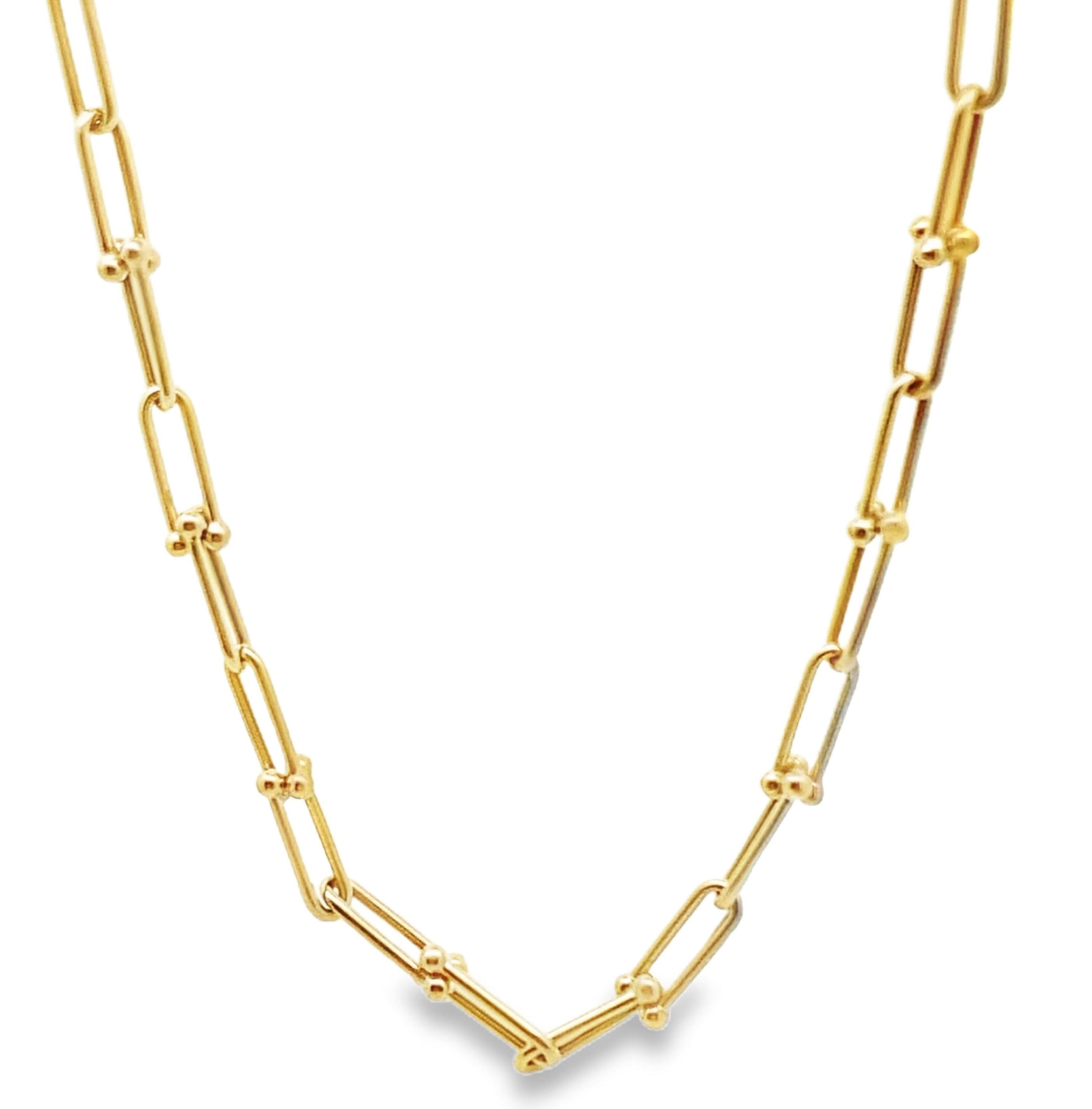 14K Yellow Gold Stirrup Style Necklace 18In 7.4Dwt