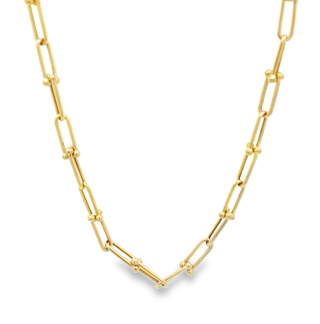 14K Yellow Gold Stirrup Style Necklace 18In 7.4Dwt