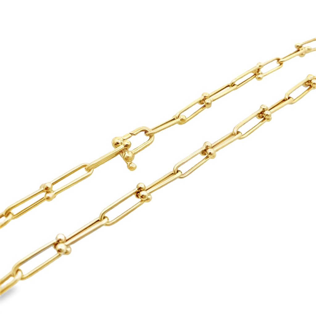 14K Yellow Gold Stirrup Style Necklace 18In 7.4Dwt