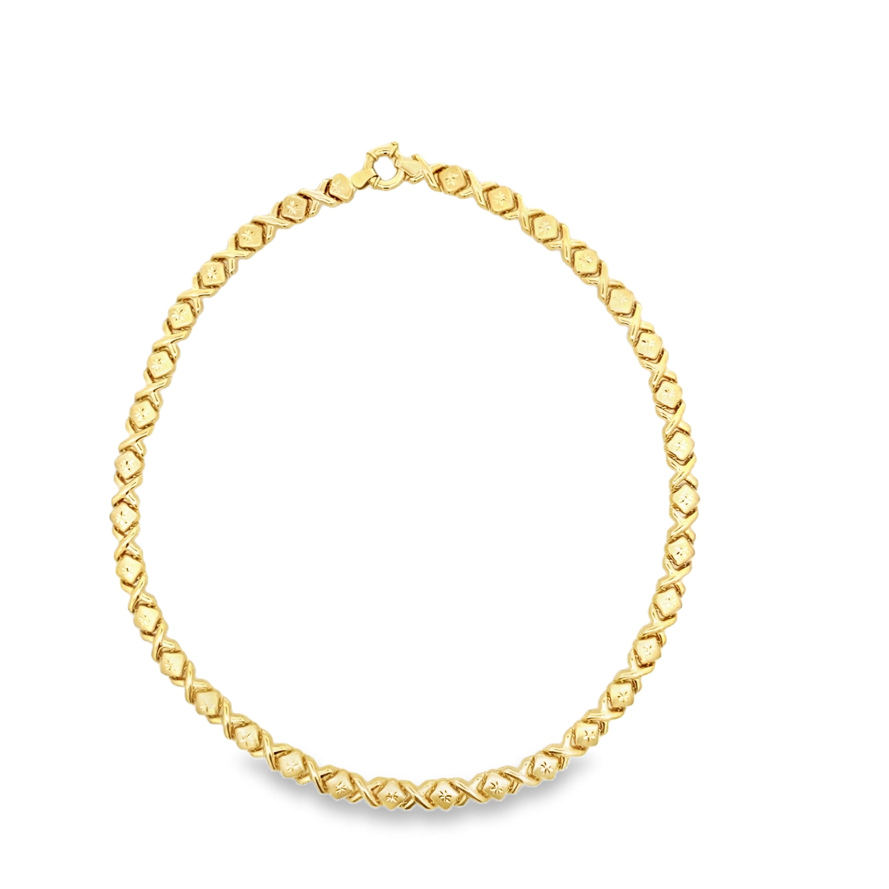 10K Yellow Gold Xoxo Stampado Necklace 7Mm 17In 10.0Dwt