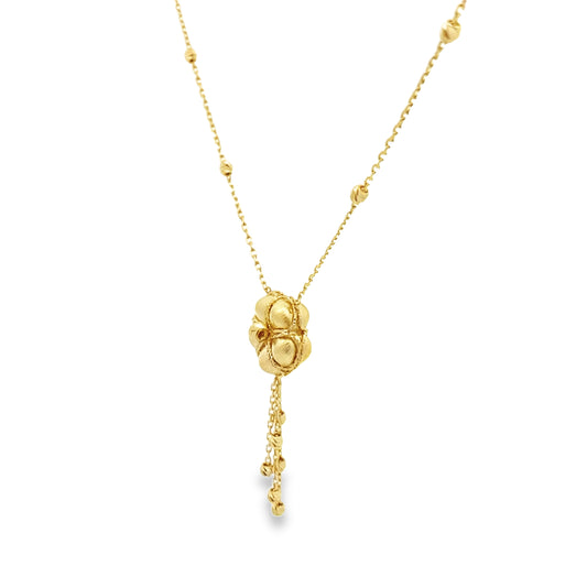 14K Yellow Gold Flower Necklace Pendant 19In 3.9Dwt