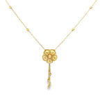 14K Yellow Gold Flower Necklace Pendant 19In 3.9Dwt