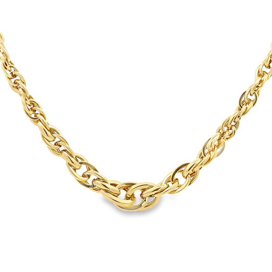 14K Yellow Gold Ladies Graduated Woven Oval Link Necklace 18In 13.3Dwt