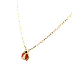 14K Yellow Gold Ladybug Cable Link Necklace 18In 1.9Dwt