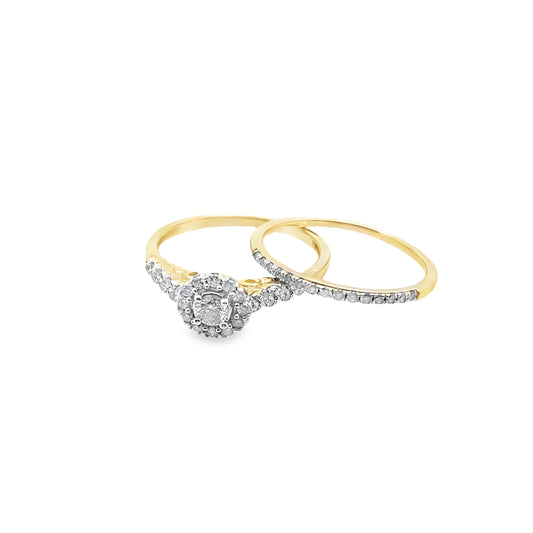 0.50Ctw 14K Yellow Gold Diamond Bridal Set Size 8 2.1Dwt