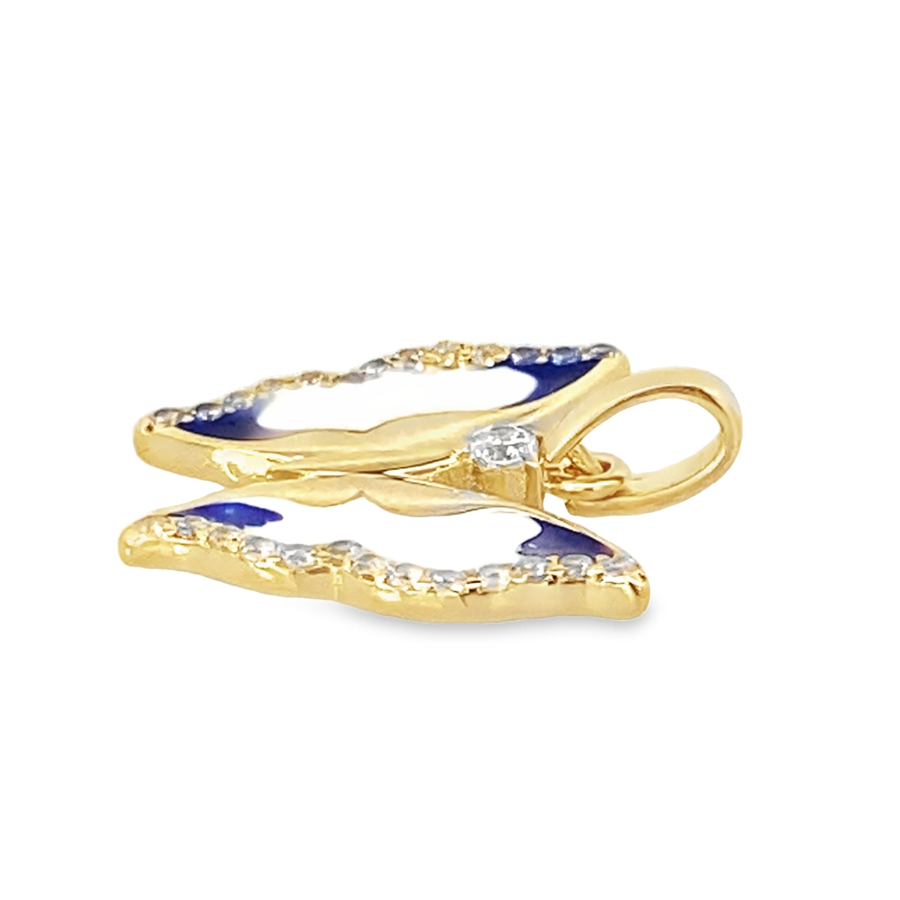 14K Yellow Gold Enameled Butterfly Pendant 1.0Dwt