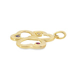 14K Yellow Gold Heart Clover Pendant 1.1Dwt