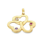 14K Yellow Gold Heart Clover Pendant 1.1Dwt