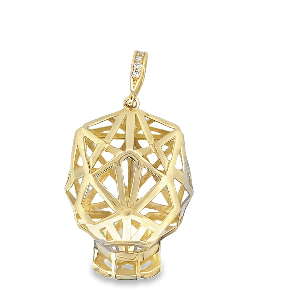 14K Yellow Gold Large 3D Cut Out Panther Head Pendant 3.7Dwt