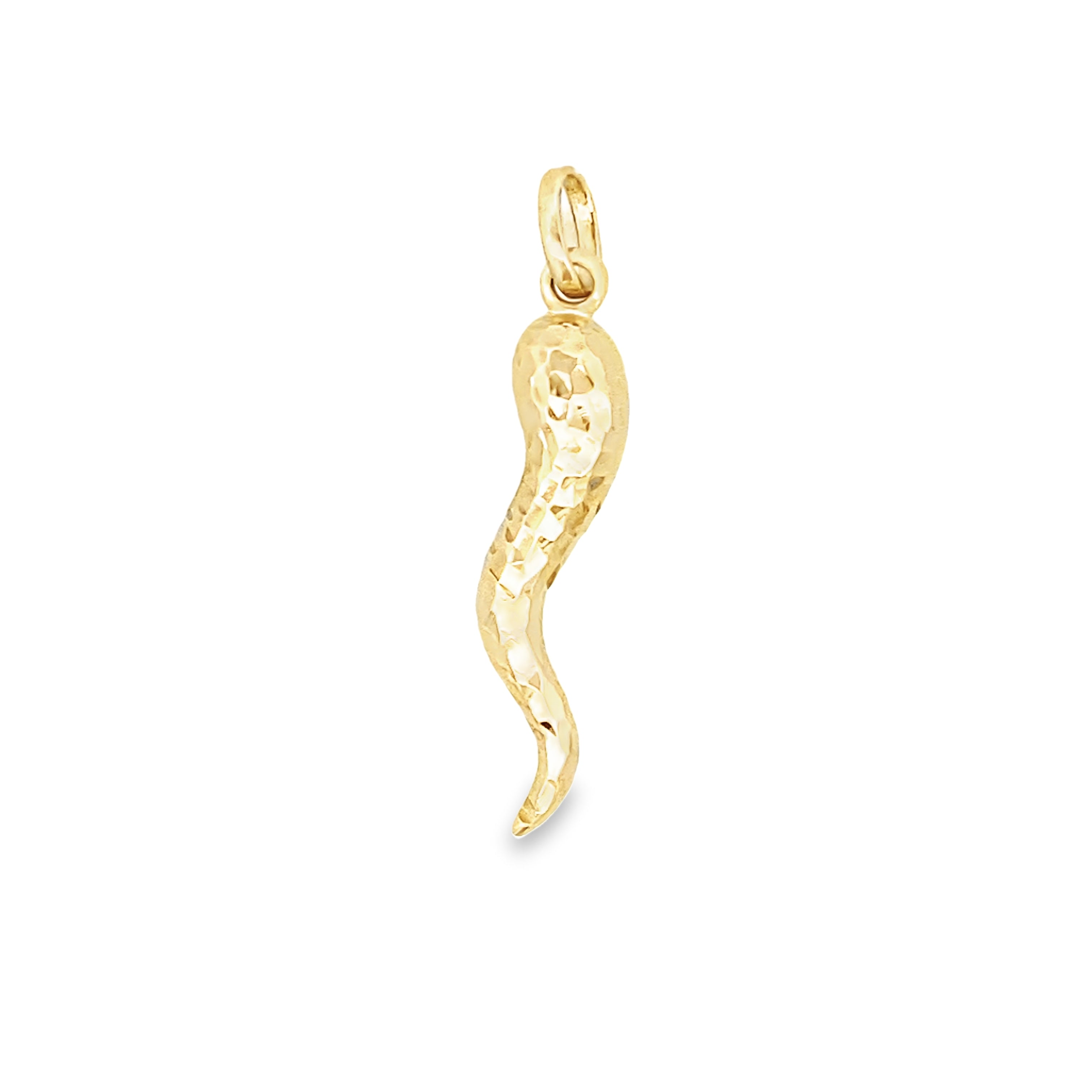 18K Yellow Gold Italian Horn Pendant 0.5Dwt