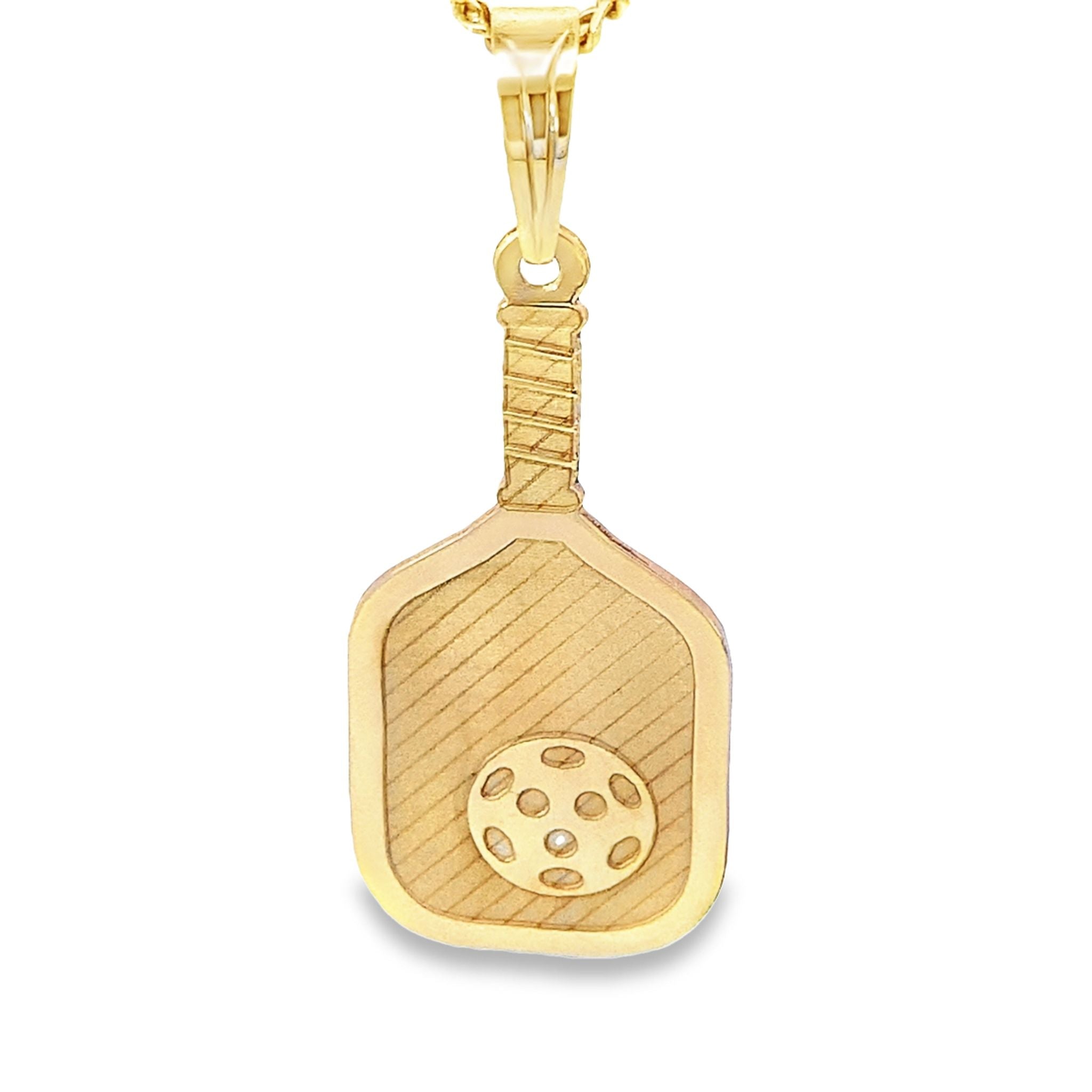 10k Yellow Gold Pickleball Paddle Pendant 5.1 Dwt