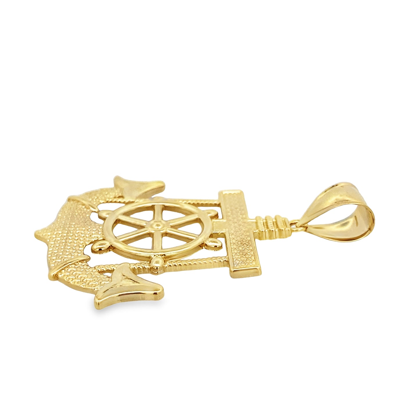 10K Yellow Gold Anchor & Ship Wheel Pendant 6.0Dwt