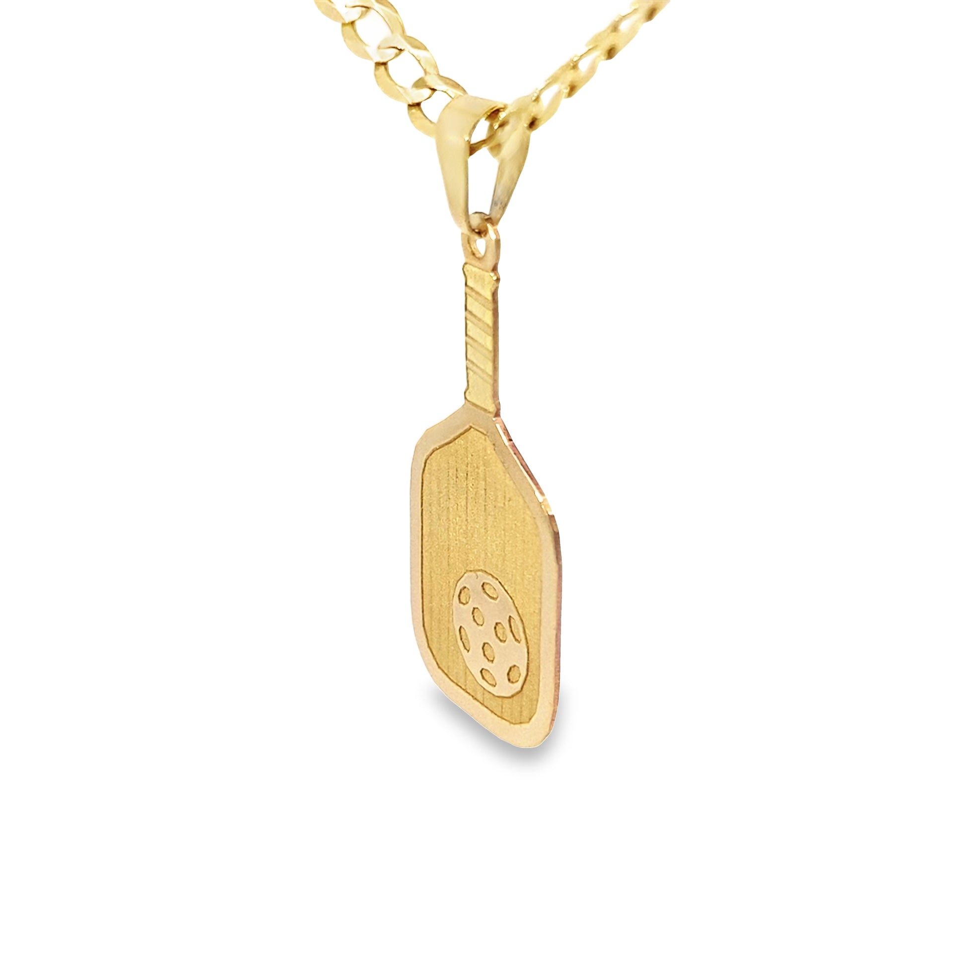 10K Yellow Gold Pickleball Paddle Pendant 1.5Dwt