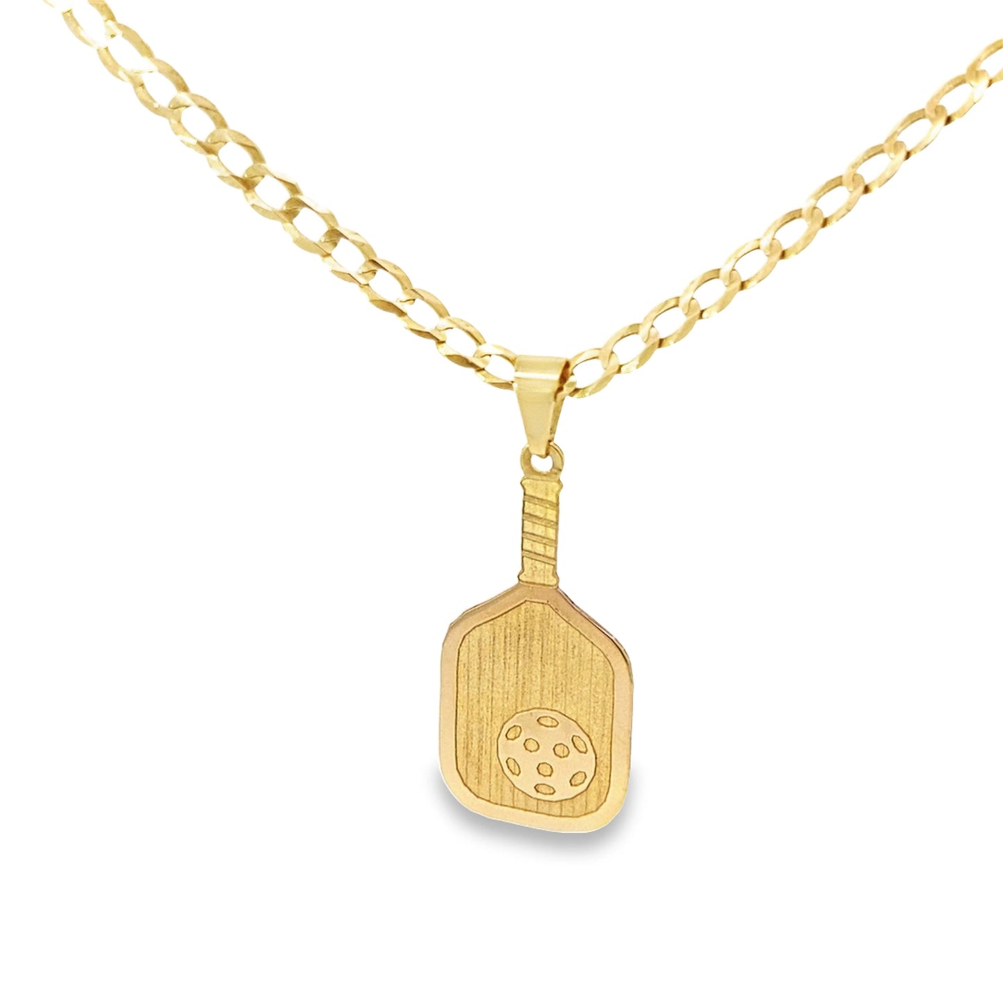 10K Yellow Gold Pickleball Paddle Pendant 1.5Dwt