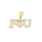 14K Two Tone Gold "I Love U" Pendant 2.1Dwt