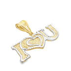 14K Two Tone Gold "I Love U" Pendant 2.1Dwt