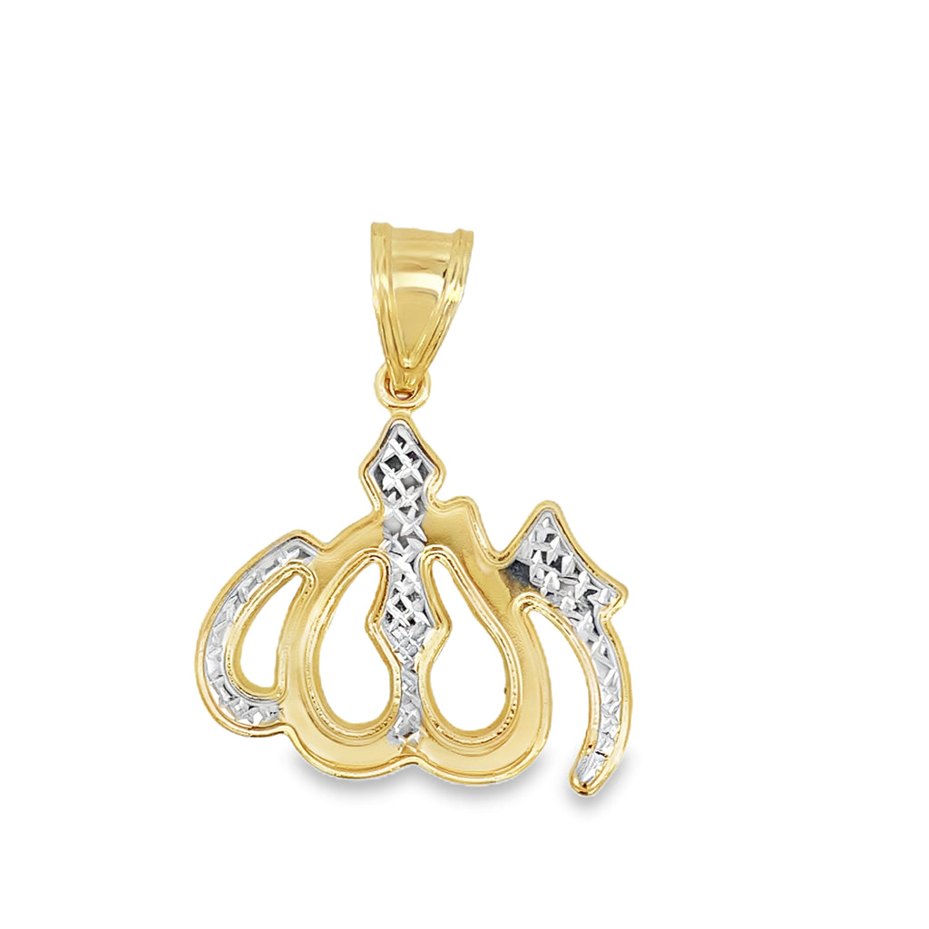 14K Two Tone Gold Allah Symbol Pendant 2.4Dwt
