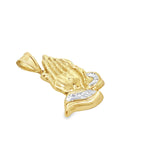 14K Two Tone Gold Praying Hands Pendant 3.2Dwt