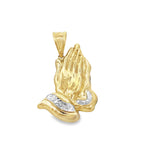 14K Two Tone Gold Praying Hands Pendant 3.2Dwt