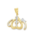 14K Two Tone Gold Allah Symbol Pendant 2.3Dwt