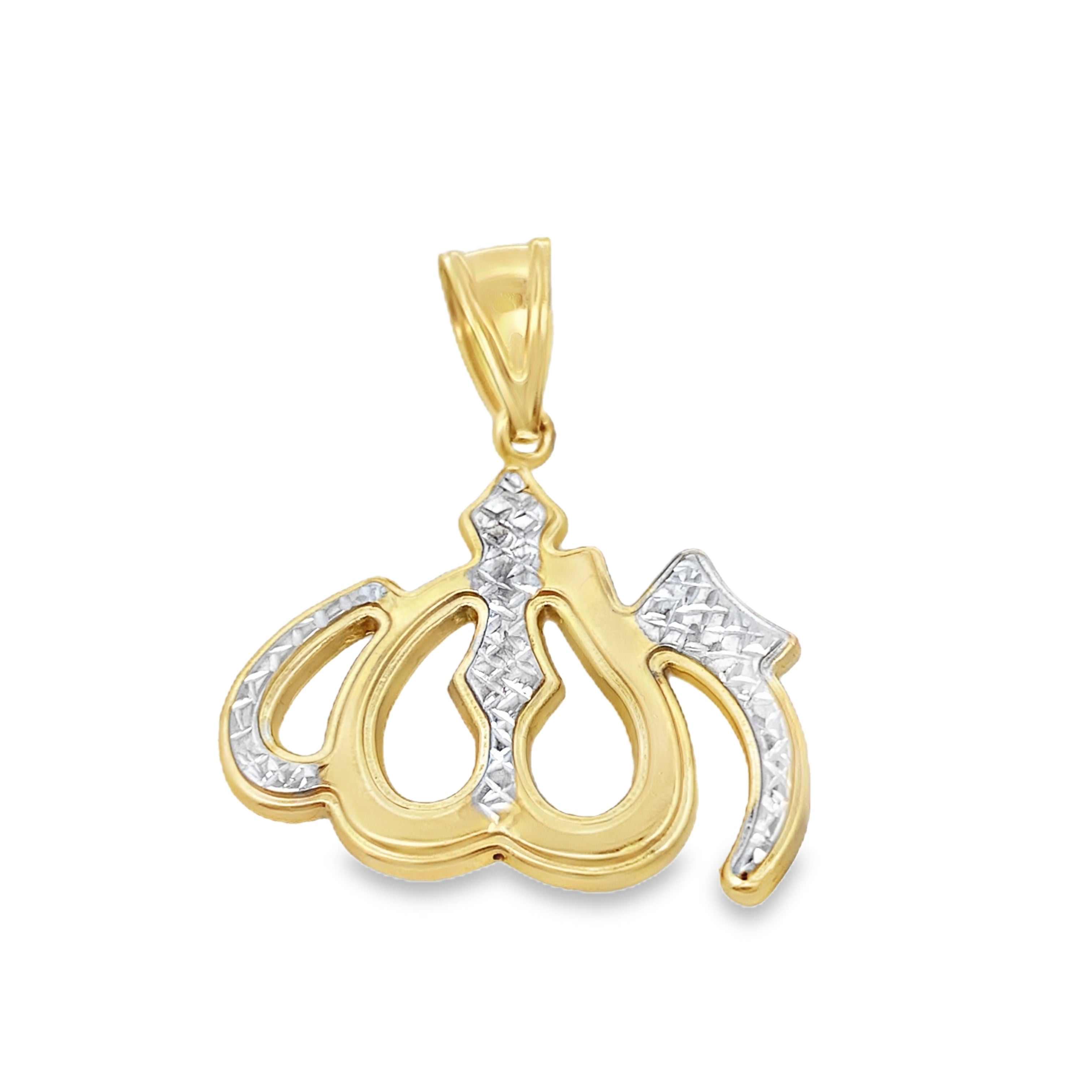 14K Two Tone Gold Allah Symbol Pendant 2.3Dwt
