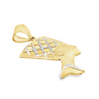 14K Two Tone Gold  Nefertiti Pendant 1.7 Dwt