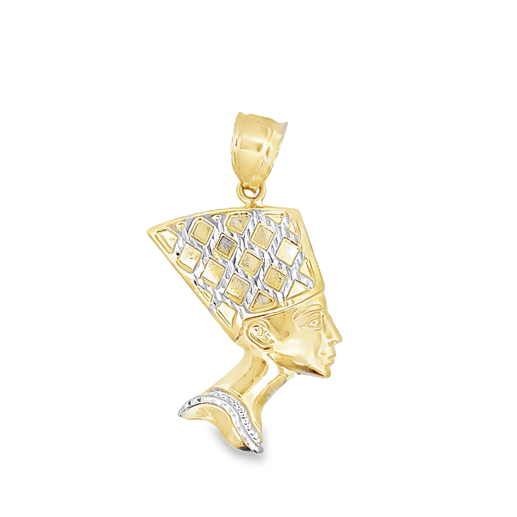 14K Two Tone Gold  Nefertiti Pendant 1.7 Dwt